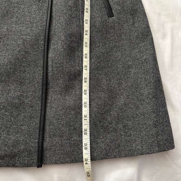 Gray double breasted pea coat with black removable faux fur faux leather trims - Picture 13 of 14